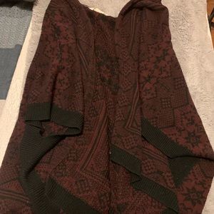 Red and Black Blanket Poncho